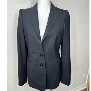 Burberry London Black 2-Button Wool Blazer Plaid Lined women's 8